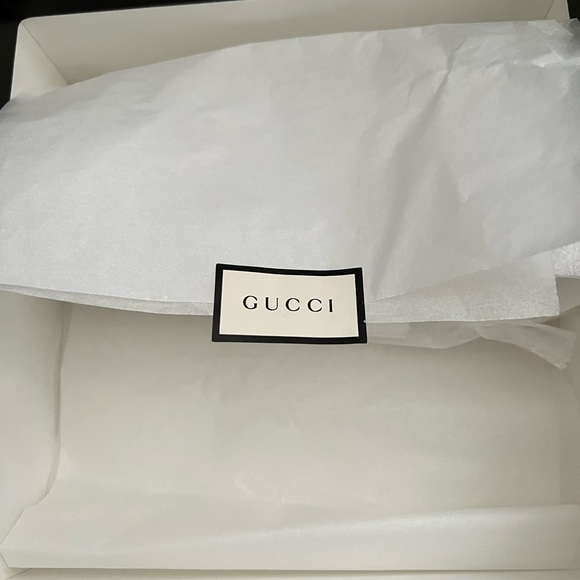 🔥SOLD🔥 GUCCI Thin Black Leather Belt Double G 80 Antique Brass Buckle NEW - Picture 7 of 9